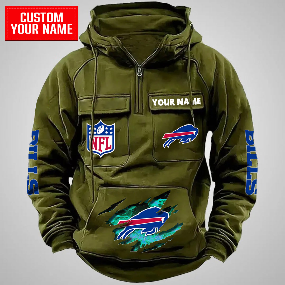 Buffalo Bills Halloween Collection Multi-Pockets Zip Hoodie AZCAMZHD000050