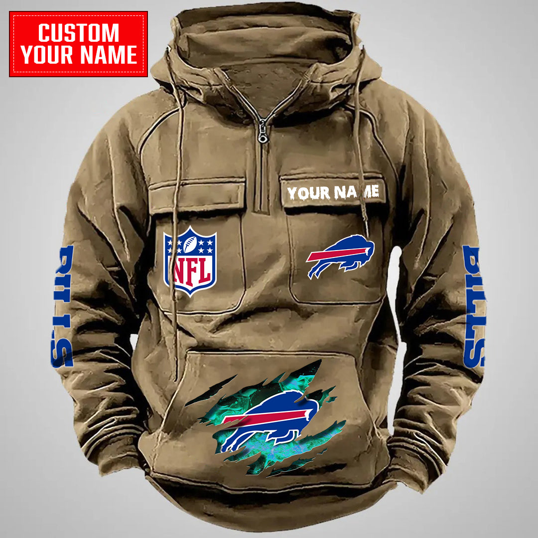 Buffalo Bills Halloween Collection Multi-Pockets Zip Hoodie AZCAMZHD000050