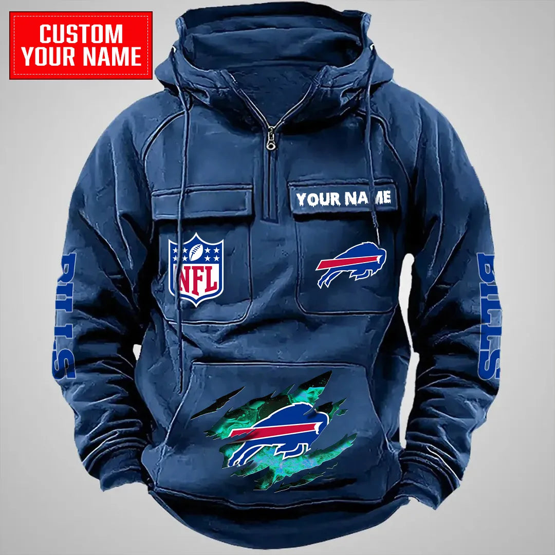 Buffalo Bills Halloween Collection Multi-Pockets Zip Hoodie AZCAMZHD000050