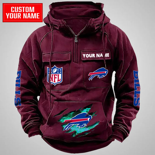 Buffalo Bills Halloween Collection Multi-Pockets Zip Hoodie AZCAMZHD000050