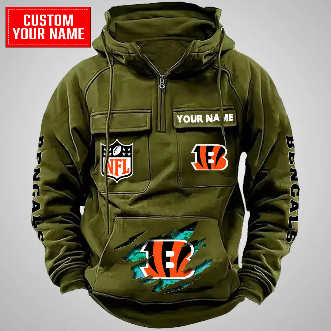 Cincinnati Bengals Halloween Collection Multi-Pockets Zip Hoodie AZCAMZHD000051