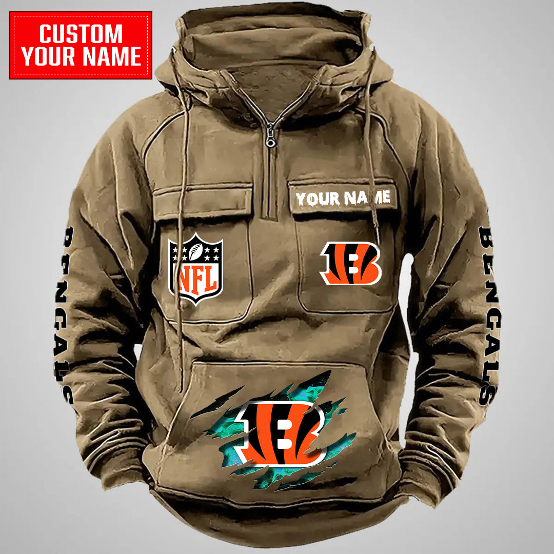 Cincinnati Bengals Halloween Collection Multi-Pockets Zip Hoodie AZCAMZHD000051