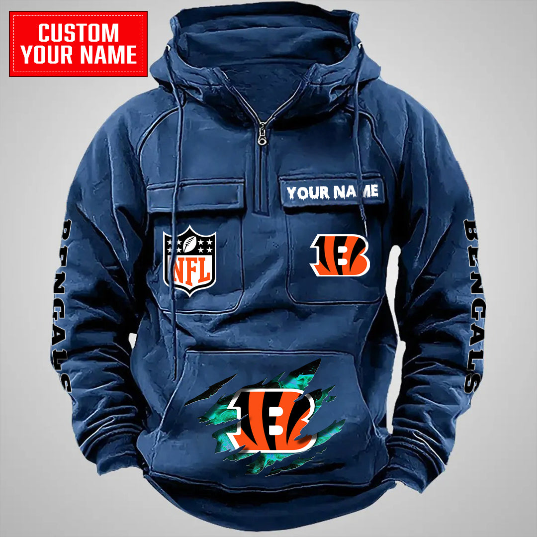 Cincinnati Bengals Halloween Collection Multi-Pockets Zip Hoodie AZCAMZHD000051