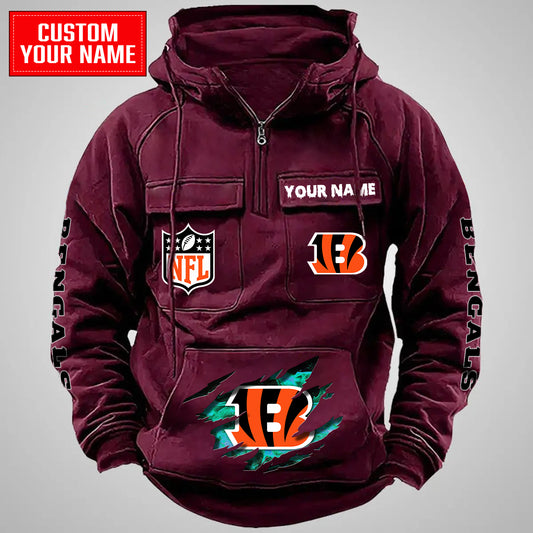 Cincinnati Bengals Halloween Collection Multi-Pockets Zip Hoodie AZCAMZHD000051
