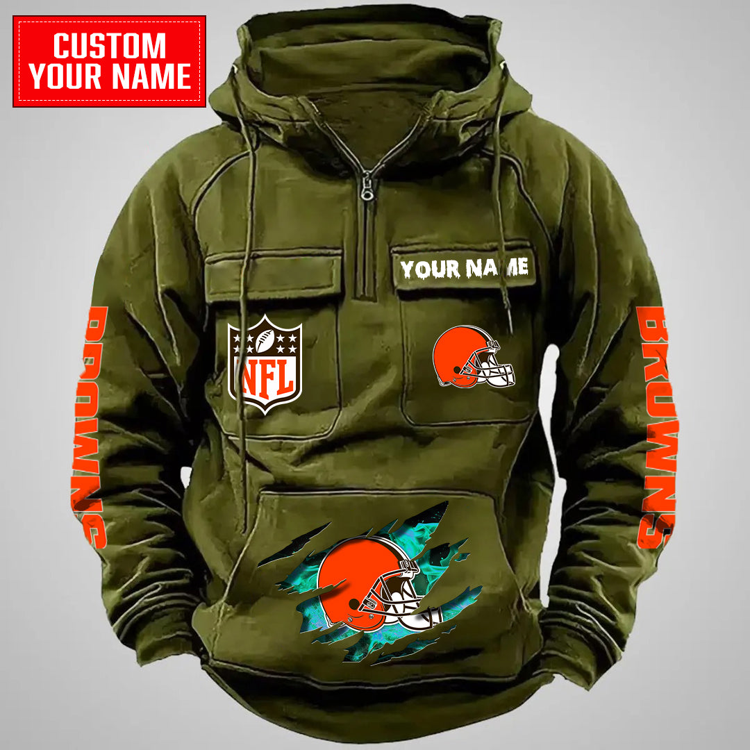 Cleveland Browns Halloween Collection Multi-Pockets Zip Hoodie AZCAMZHD000052