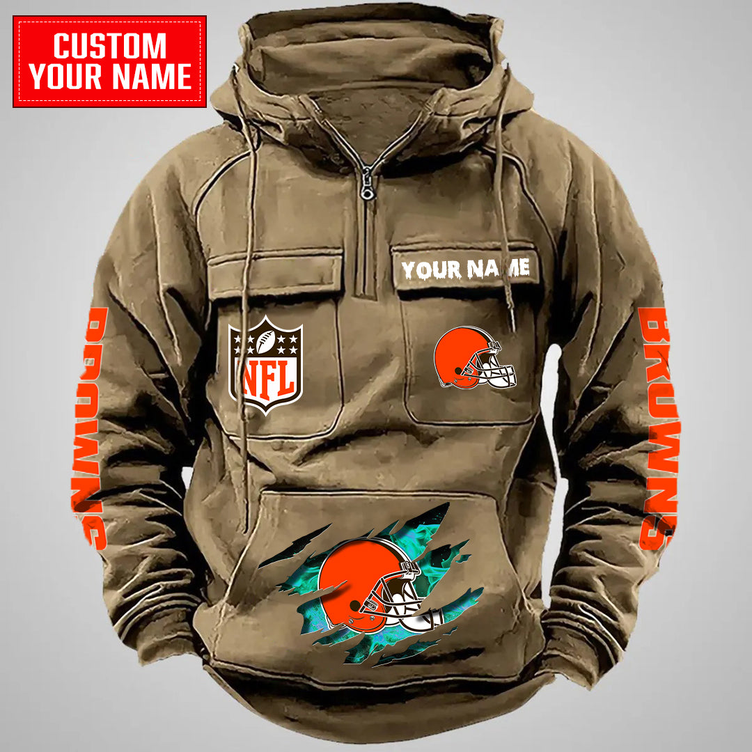 Cleveland Browns Halloween Collection Multi-Pockets Zip Hoodie AZCAMZHD000052