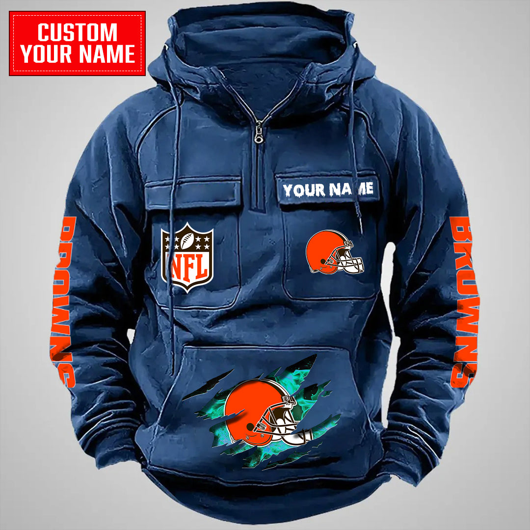 Cleveland Browns Halloween Collection Multi-Pockets Zip Hoodie AZCAMZHD000052
