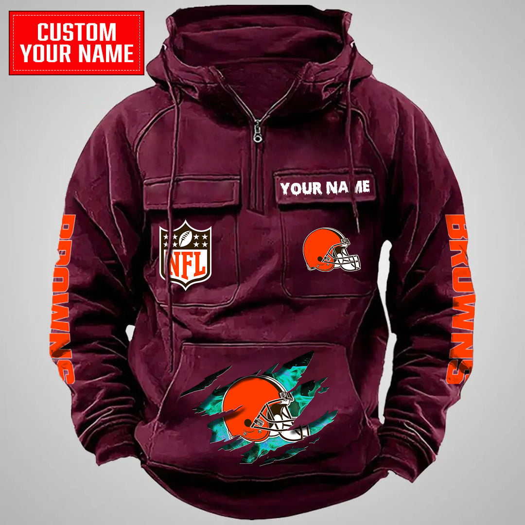 Cleveland Browns Halloween Collection Multi-Pockets Zip Hoodie AZCAMZHD000052