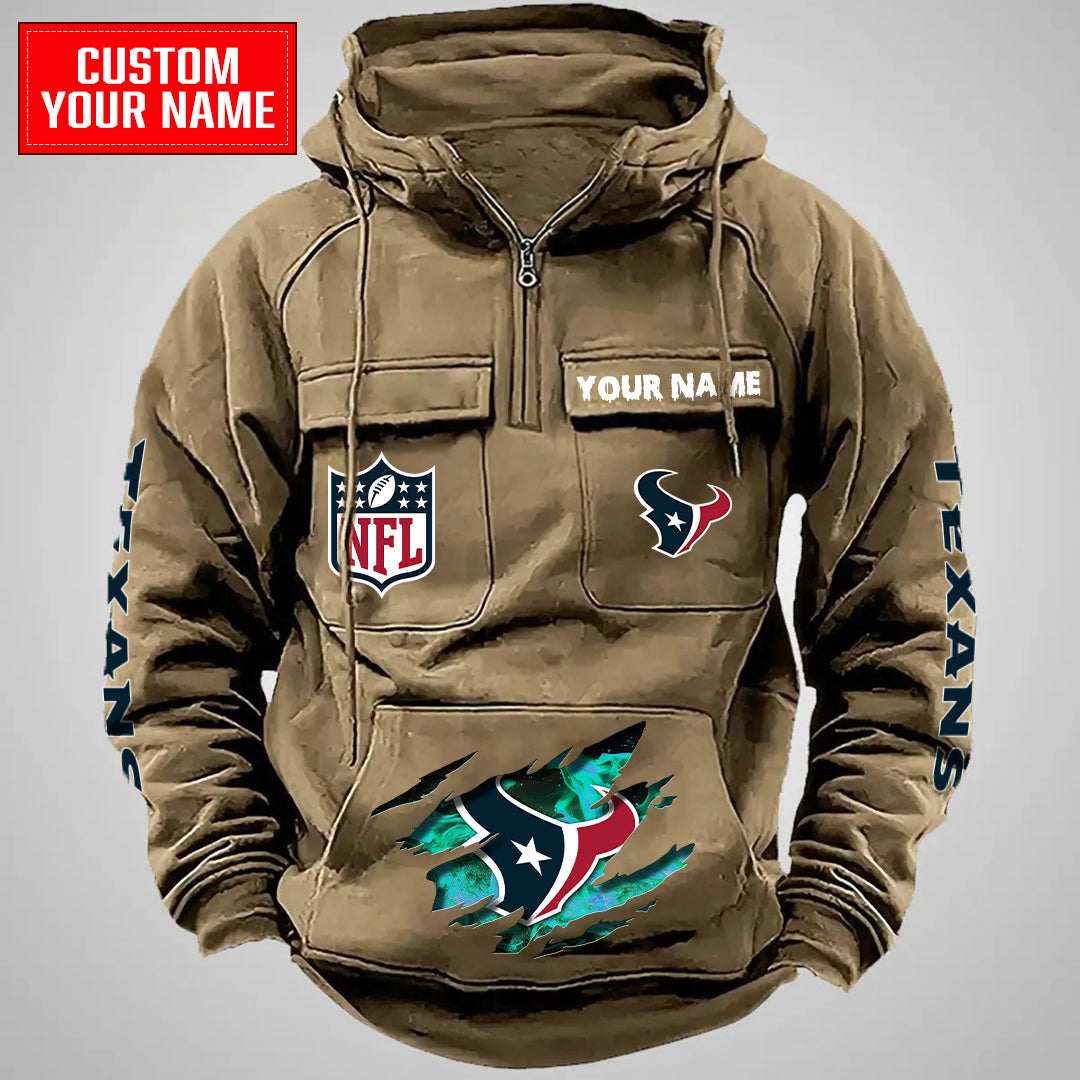 Houston Texans Halloween Collection Multi-Pockets Zip Hoodie AZCAMZHD000054