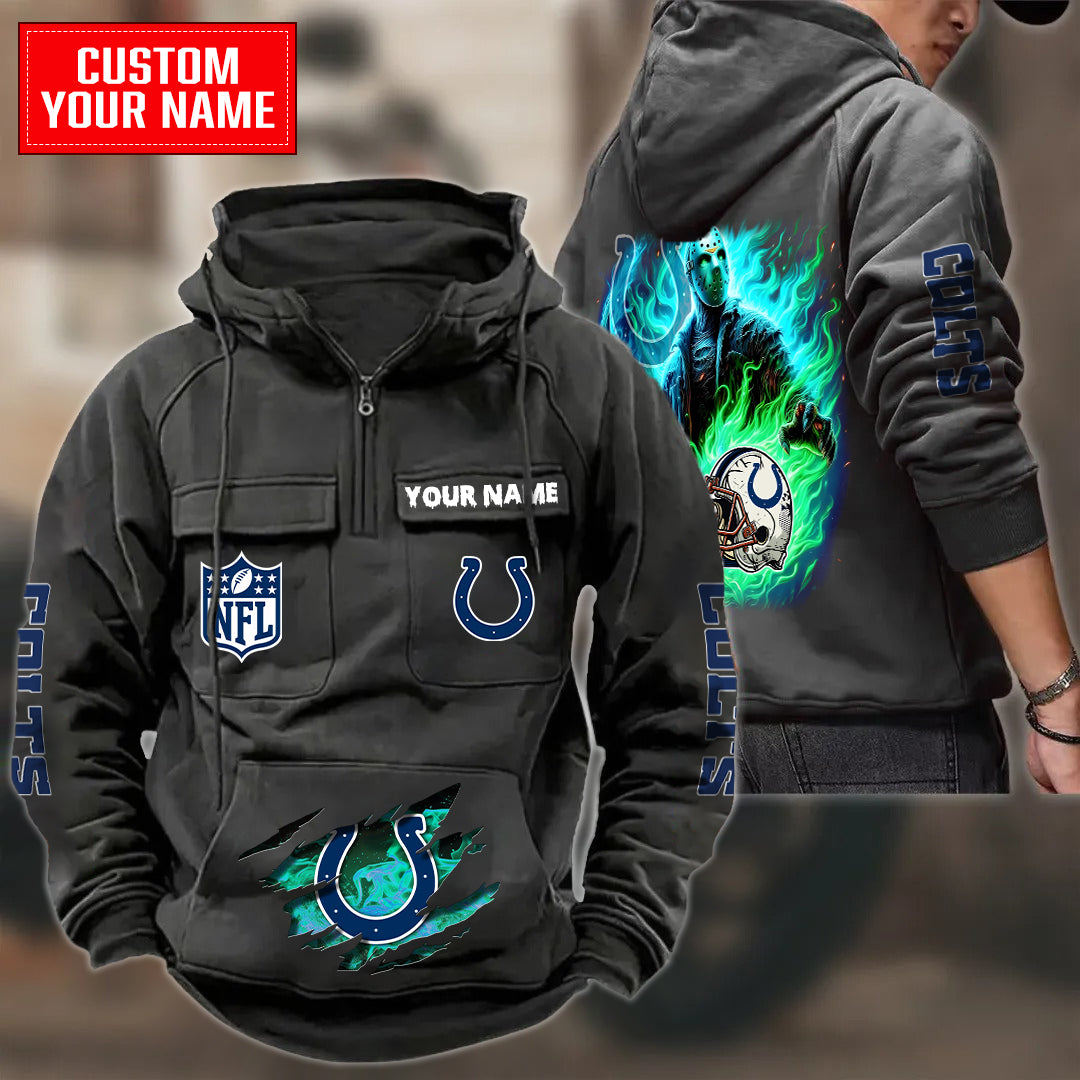 Indianapolis Colts Halloween Collection Multi-Pockets Zip Hoodie AZCAMZHD000055