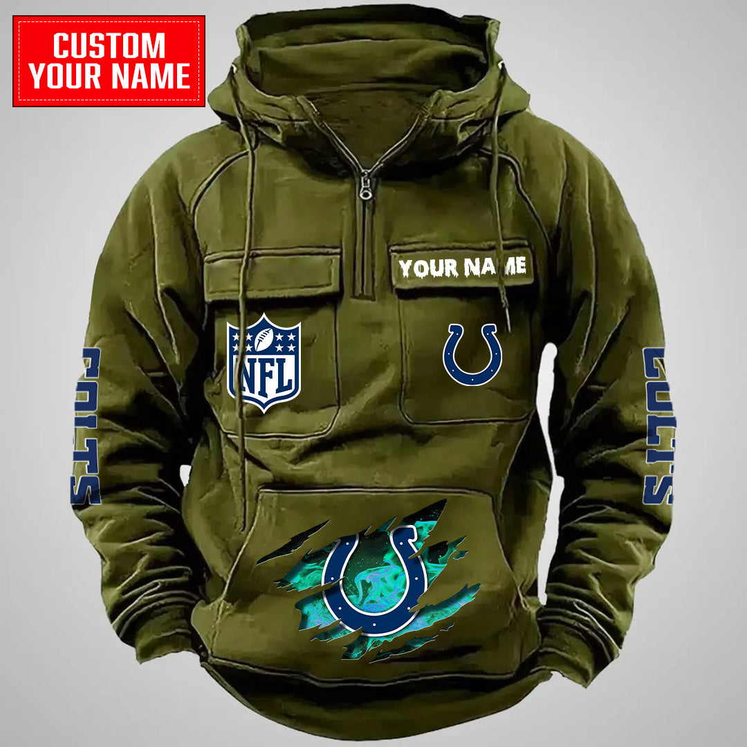 Indianapolis Colts Halloween Collection Multi-Pockets Zip Hoodie AZCAMZHD000055