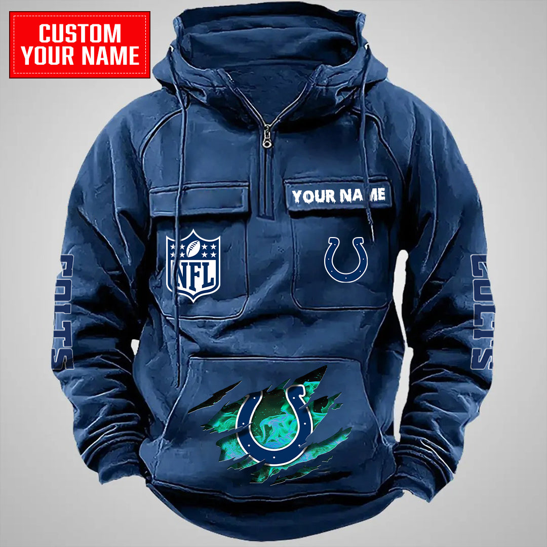 Indianapolis Colts Halloween Collection Multi-Pockets Zip Hoodie AZCAMZHD000055
