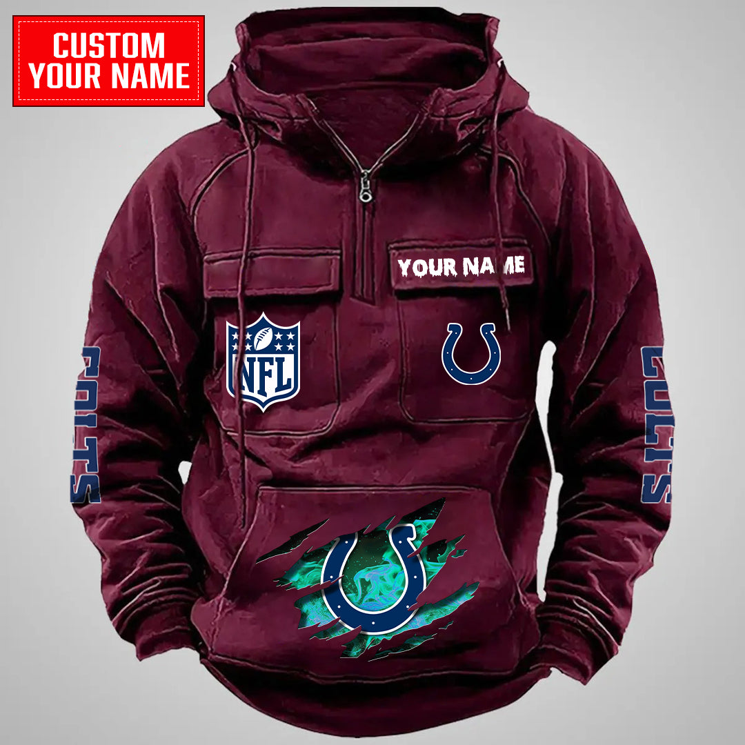 Indianapolis Colts Halloween Collection Multi-Pockets Zip Hoodie AZCAMZHD000055