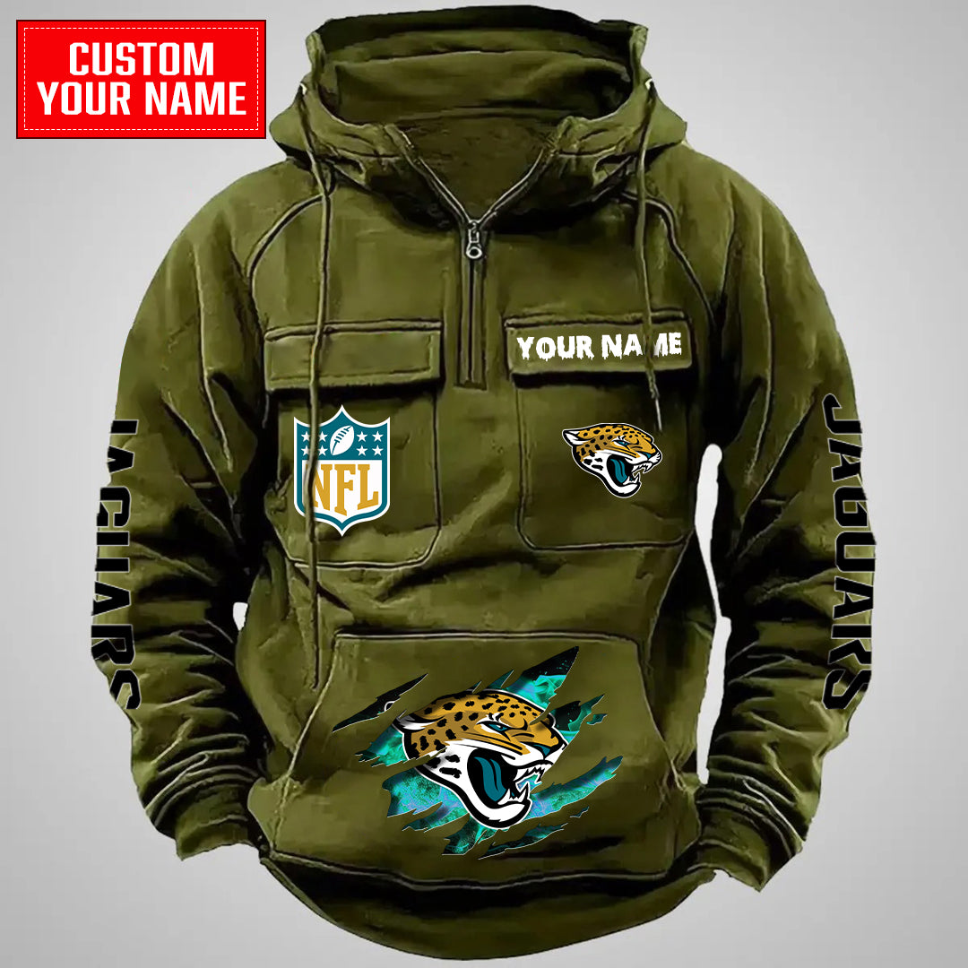 Jacksonville Jaguars Halloween Collection Multi-Pockets Zip Hoodie AZCAMZHD000056
