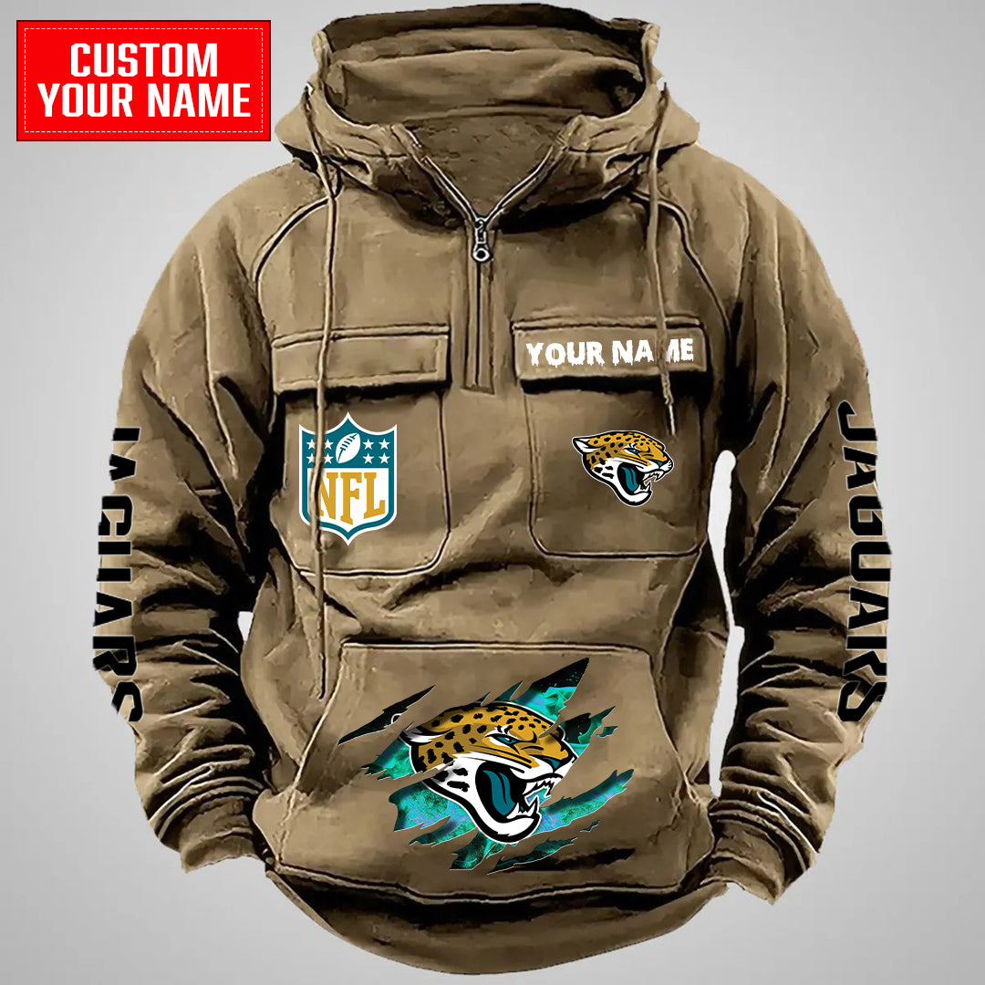 Jacksonville Jaguars Halloween Collection Multi-Pockets Zip Hoodie AZCAMZHD000056