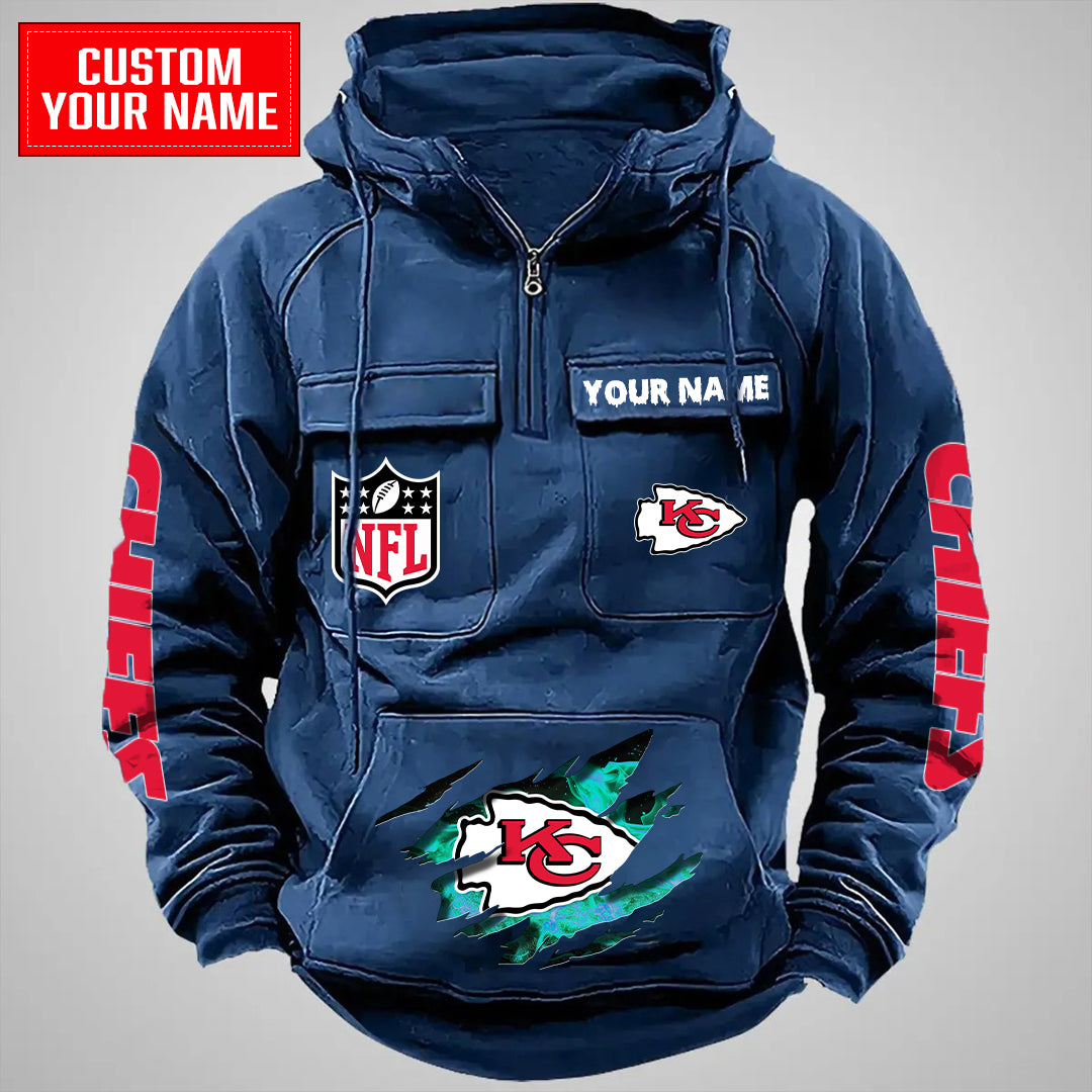 Kansas City Chiefs Halloween Collection Multi-Pockets Zip Hoodie AZCAMZHD000057