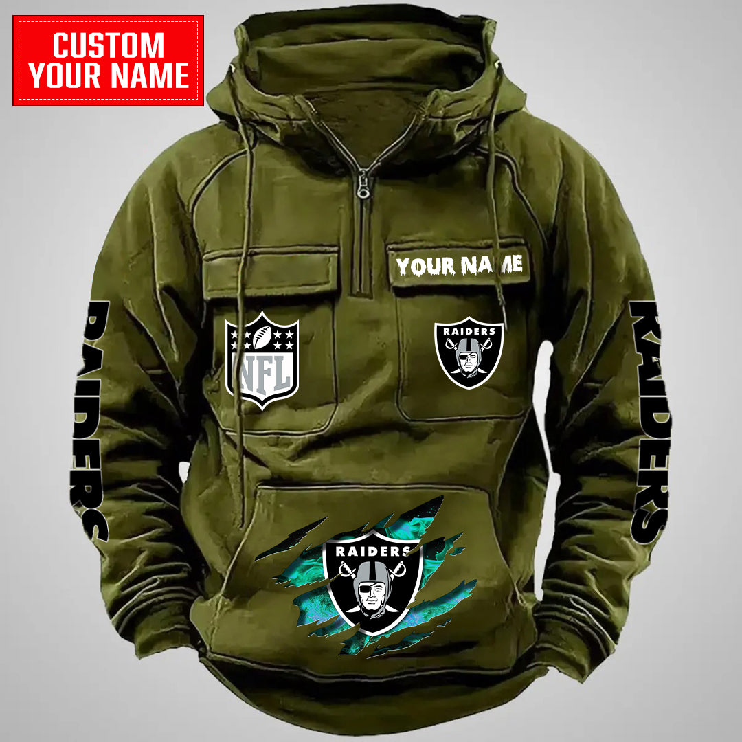 Las Vegas Raiders Halloween Collection Multi-Pockets Zip Hoodie AZCAMZHD000058