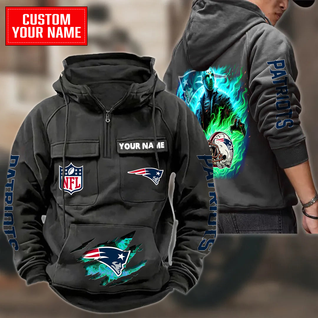 New England Patriots Halloween Collection Multi-Pockets Zip Hoodie AZCAMZHD000061
