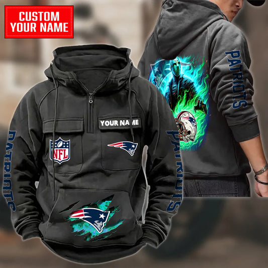 New England Patriots Halloween Collection Multi-Pockets Zip Hoodie AZCAMZHD000061