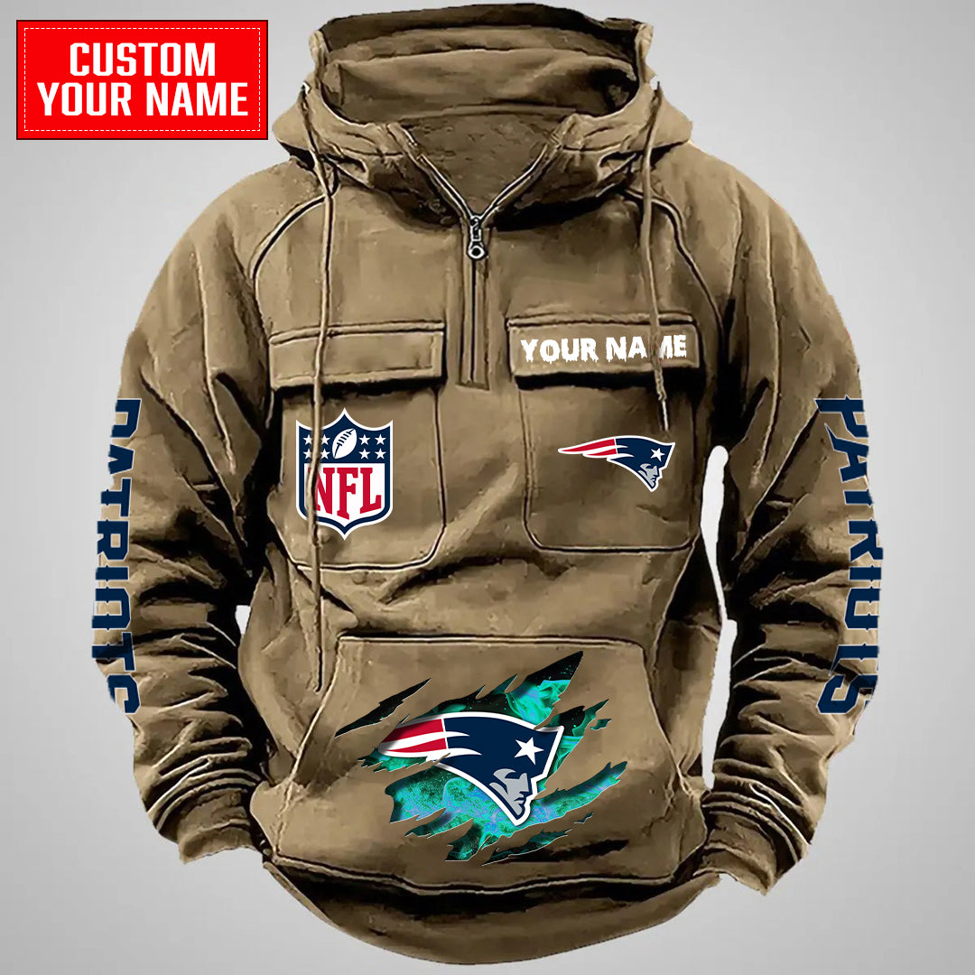 New England Patriots Halloween Collection Multi-Pockets Zip Hoodie AZCAMZHD000061