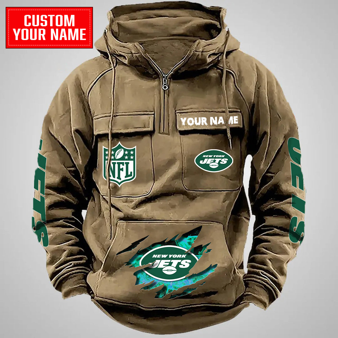 New York Jets Halloween Collection Multi-Pockets Zip Hoodie AZCAMZHD000062