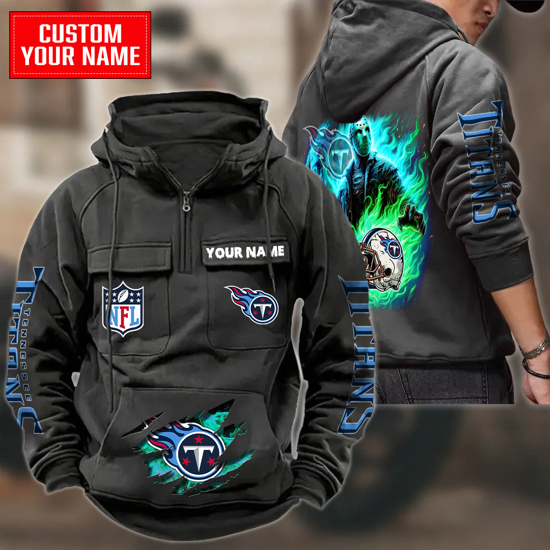 Tennessee Titans Halloween Collection Multi-Pockets Zip Hoodie AZCAMZHD000064