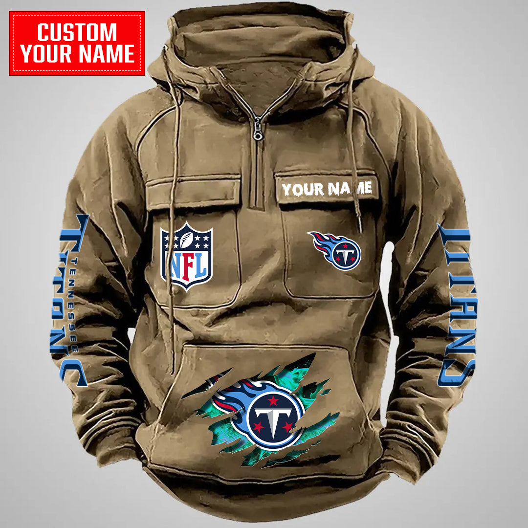 Tennessee Titans Halloween Collection Multi-Pockets Zip Hoodie AZCAMZHD000064