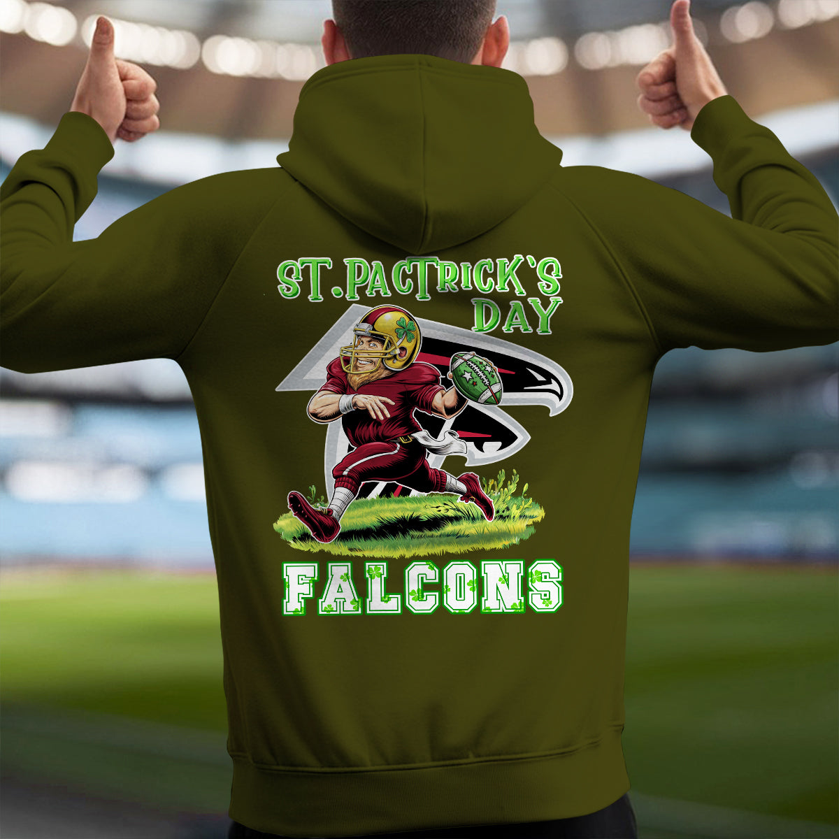 Atlanta Falcons St Patrick’s Day Collection Multi-Pockets Zip Hoodie AZCAMZHD000130