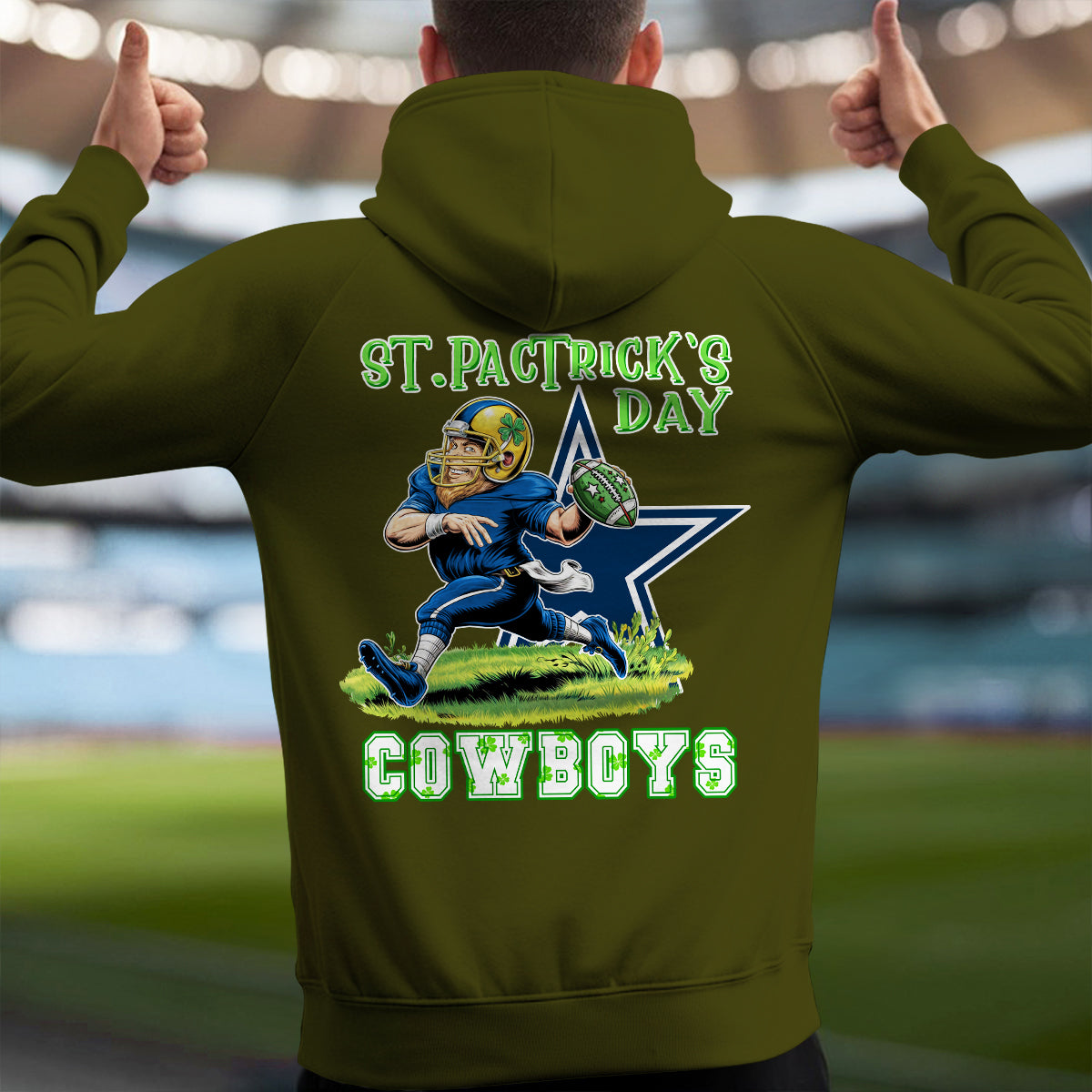 Dallas Cowboys St Patrick’s Day Collection Multi-Pockets Zip Hoodie AZCAMZHD000133