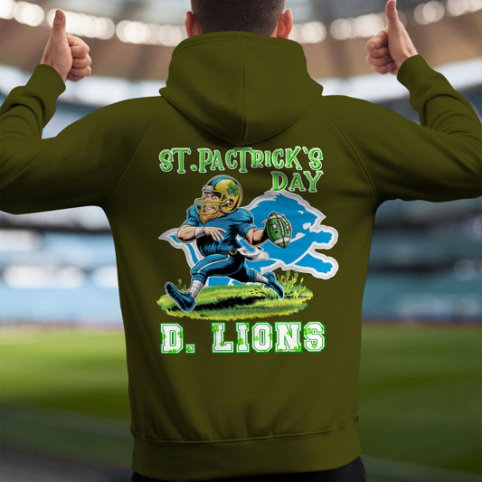 Detroit Lions St Patrick’s Day Collection Multi-Pockets Zip Hoodie AZCAMZHD000134