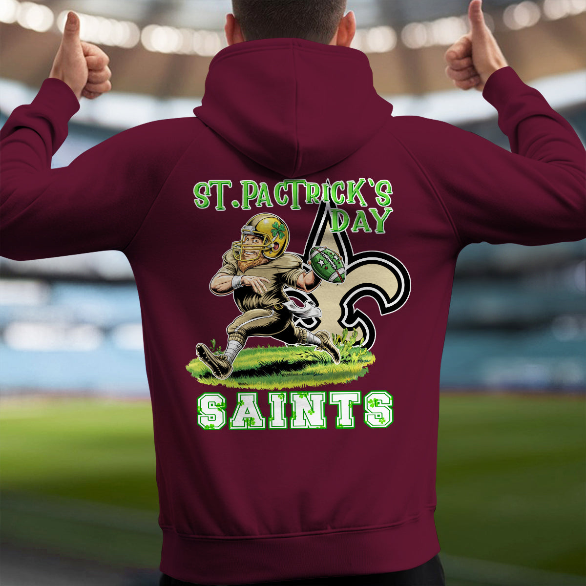 New Orleans Saints St Patrick’s Day Collection Multi-Pockets Zip Hoodie AZCAMZHD000138