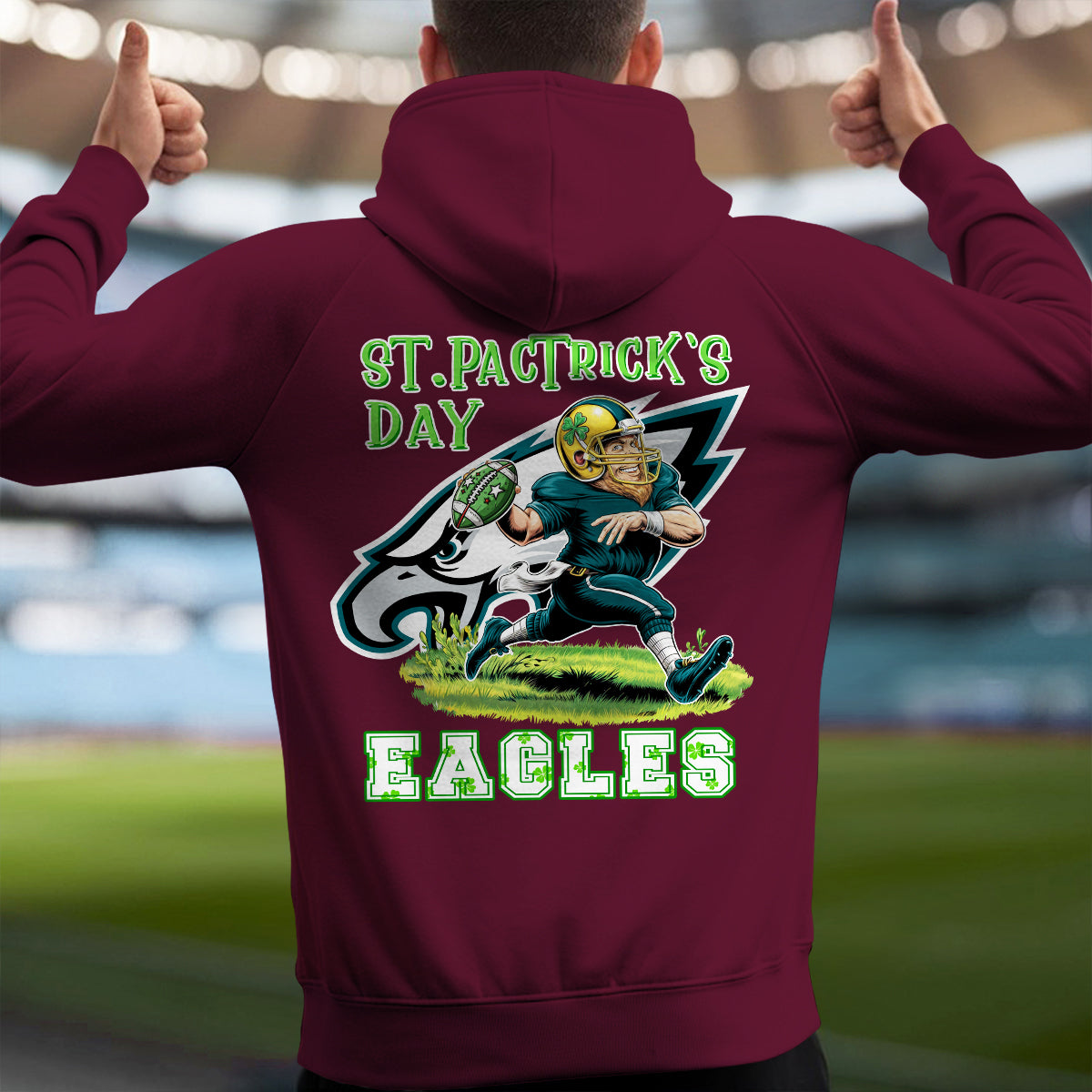 Philadelphia Eagles St Patrick’s Day Collection Multi-Pockets Zip Hoodie AZCAMZHD000140