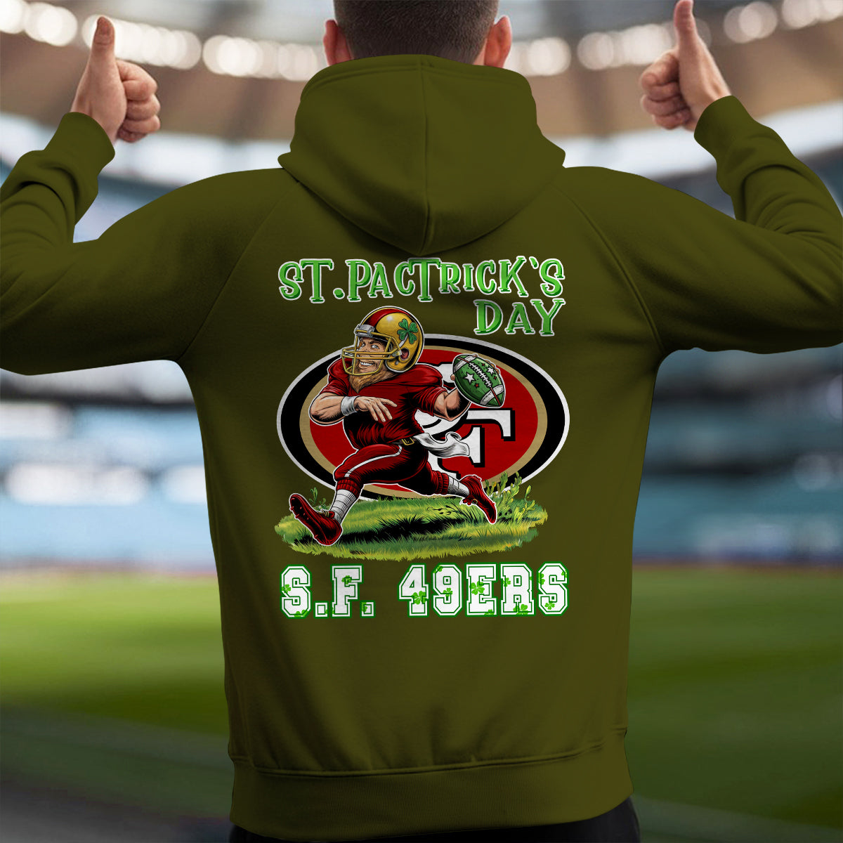 San Francisco 49ers St Patrick’s Day Collection Multi-Pockets Zip Hoodie AZCAMZHD000141