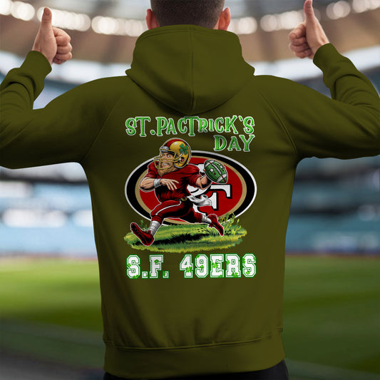 San Francisco 49ers St Patrick’s Day Collection Multi-Pockets Zip Hoodie AZCAMZHD000141