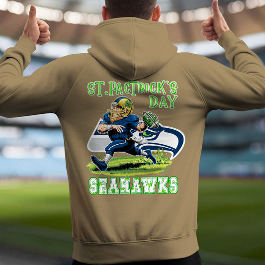 Seattle Seahawks St Patrick’s Day Collection Multi-Pockets Zip Hoodie AZCAMZHD000142