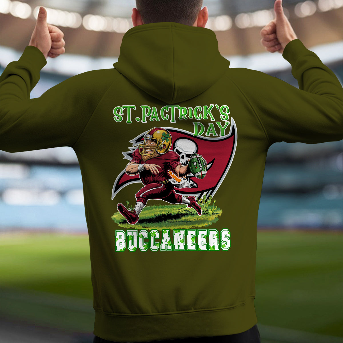 Tampa Bay Buccaneers St Patrick’s Day Collection Multi-Pockets Zip Hoodie AZCAMZHD000143