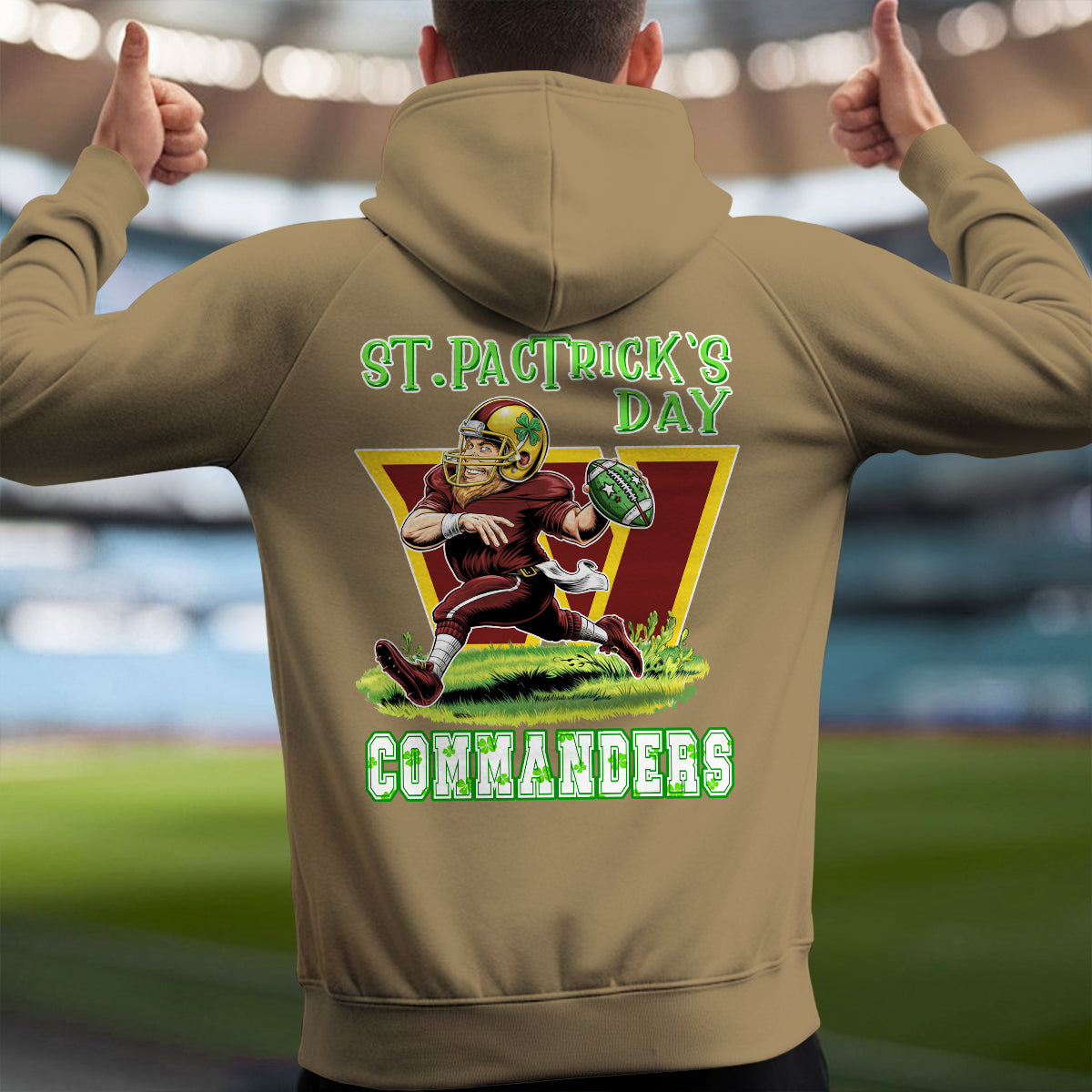 Washington Commanders St Patrick’s Day Collection Multi-Pockets Zip Hoodie AZCAMZHD000144
