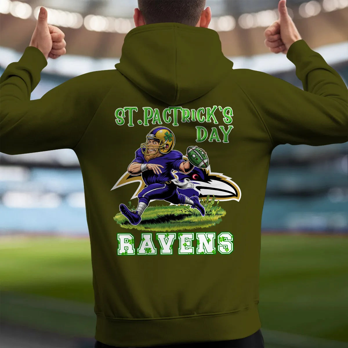 Baltimore Ravens St Patrick’s Day Collection Multi-Pockets Zip Hoodie AZCAMZHD000145