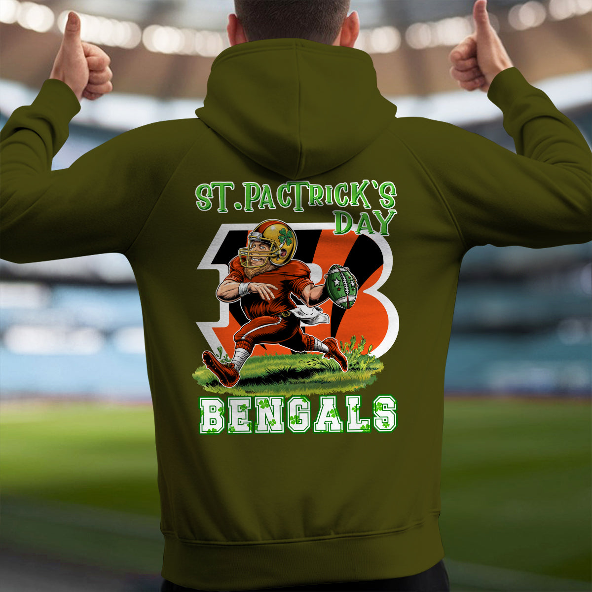 Cincinnati Bengals St Patrick’s Day Collection Multi-Pockets Zip Hoodie AZCAMZHD000147
