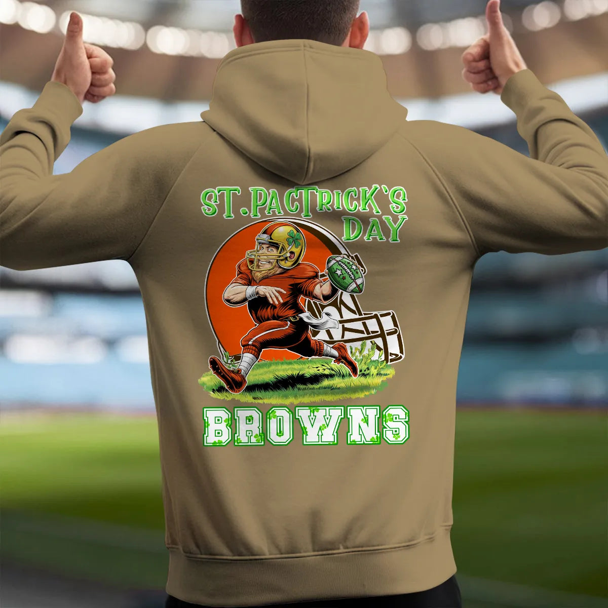 Cleveland Browns St Patrick’s Day Collection Multi-Pockets Zip Hoodie AZCAMZHD000148
