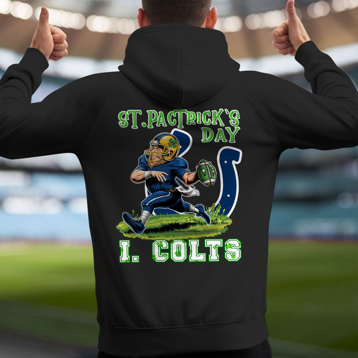 Indianapolis Colts St Patrick’s Day Collection Multi-Pockets Zip Hoodie AZCAMZHD000151