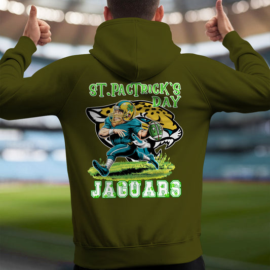 Jacksonville Jaguars St Patrick’s Day Collection Multi-Pockets Zip Hoodie AZCAMZHD000152
