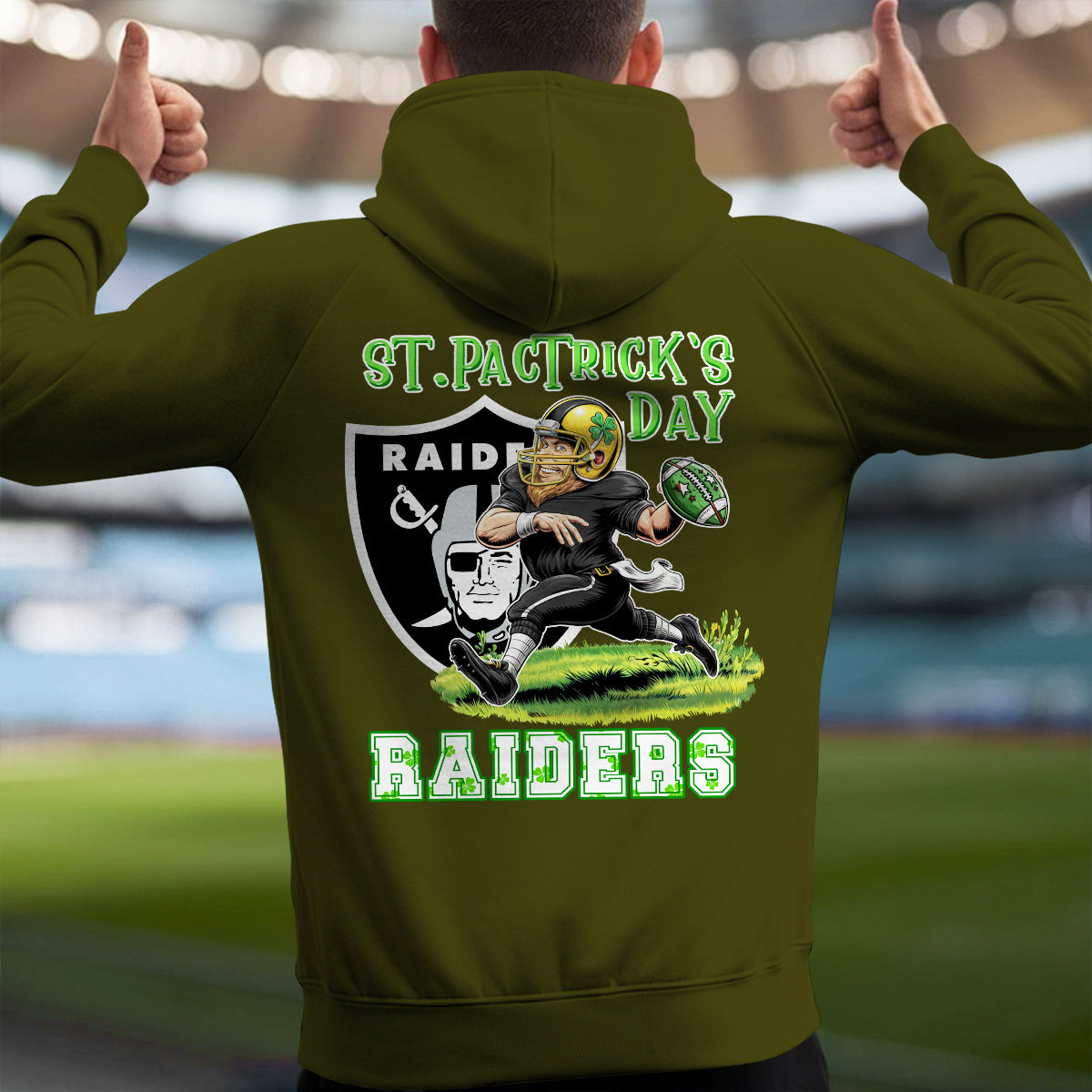 Las Vegas Raiders St Patrick’s Day Collection Multi-Pockets Zip Hoodie AZCAMZHD000154