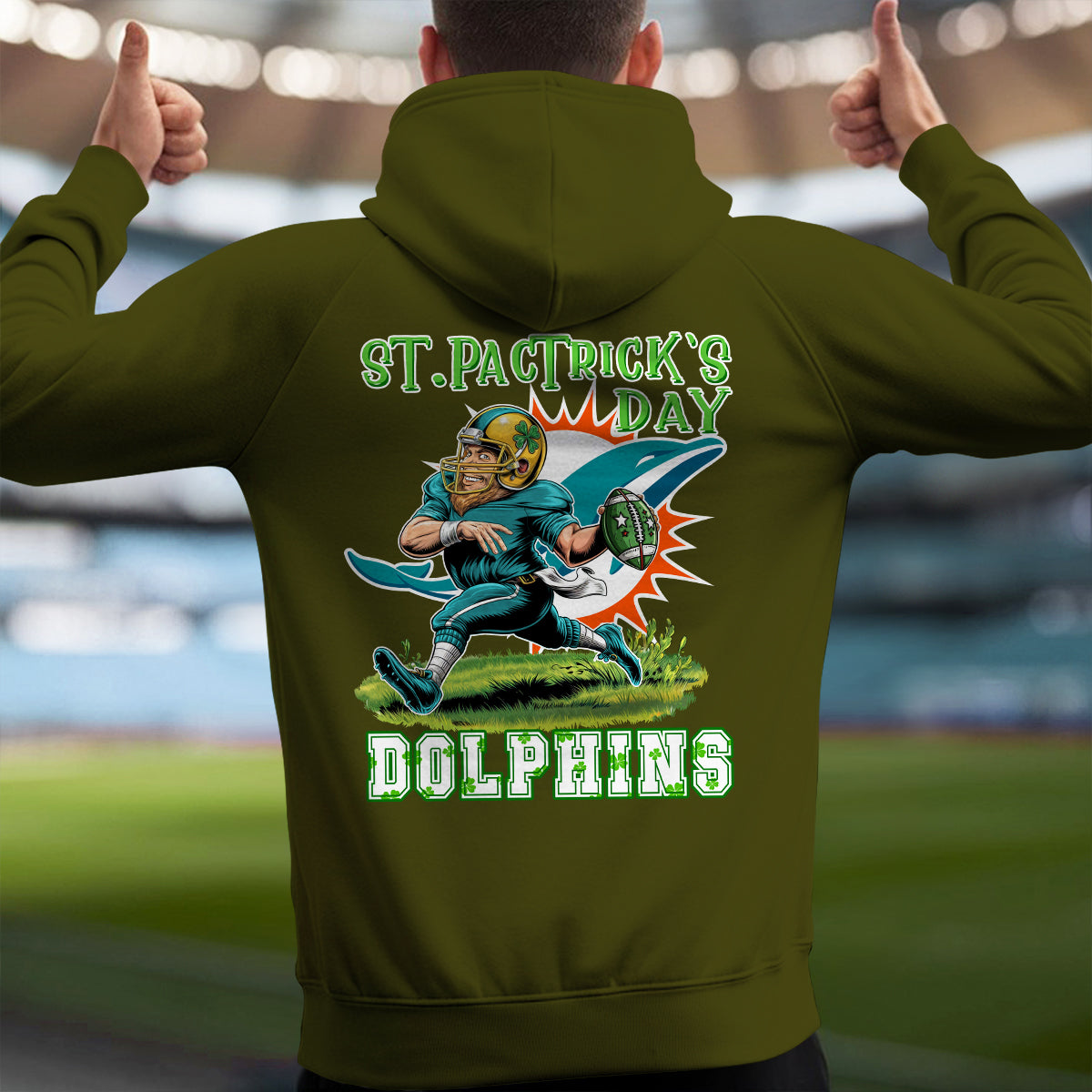 Miami Dolphins St Patrick’s Day Collection Multi-Pockets Zip Hoodie AZCAMZHD000156
