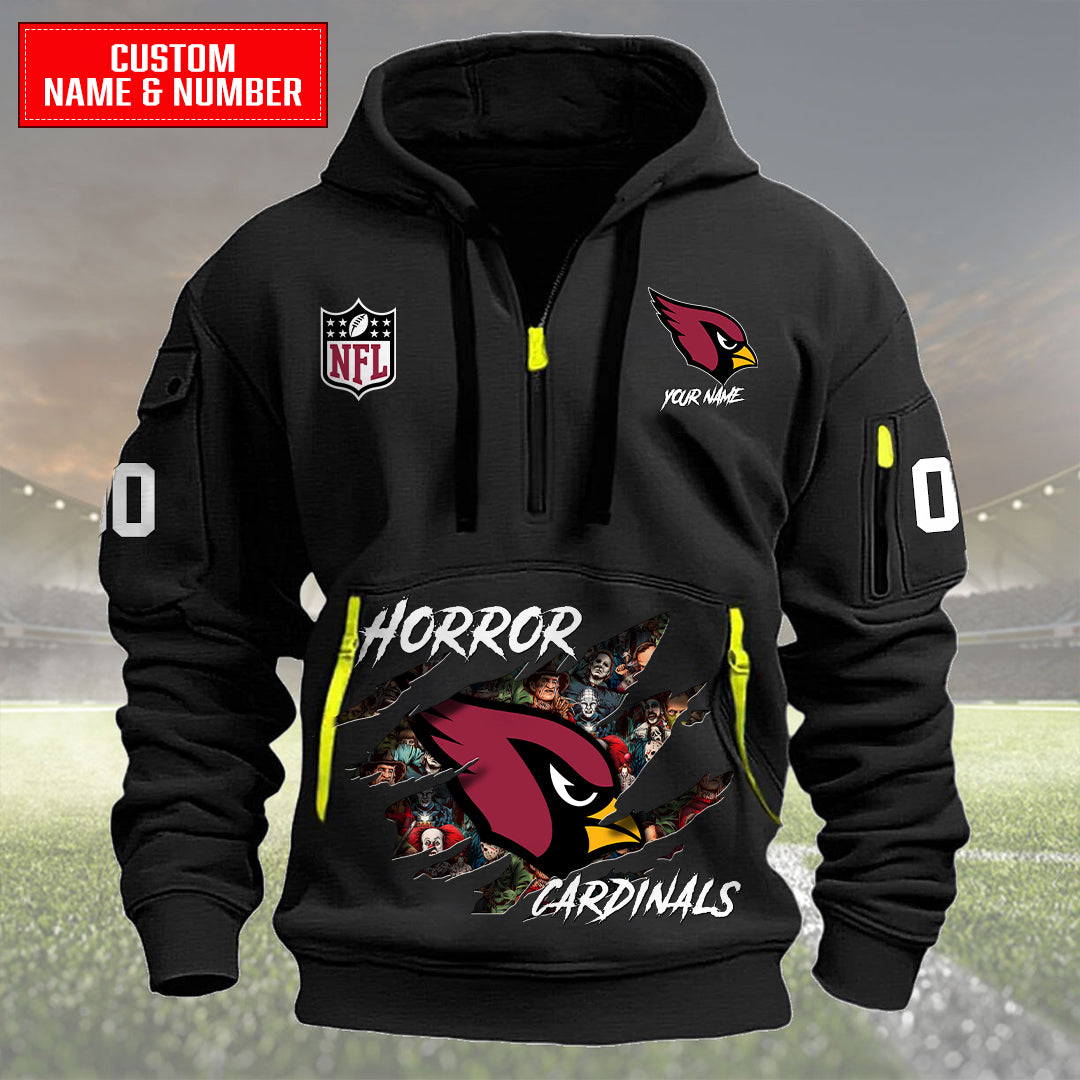 Arizona Cardinals Halloween Horror Collection Personalize Quarter Zip Hoodie AZCAQZH000001