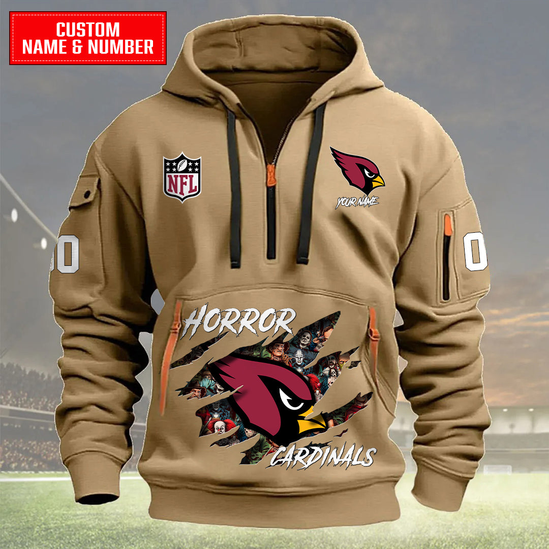 Arizona Cardinals Halloween Horror Collection Personalize Quarter Zip Hoodie AZCAQZH000001