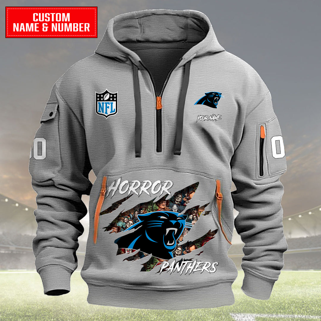 Carolina Panthers Halloween Horror Collection Personalize Quarter Zip Hoodie AZCAQZH000003