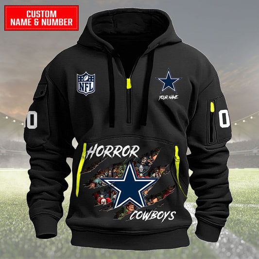 Dallas Cowboys Halloween Horror Collection Personalize Quarter Zip Hoodie AZCAQZH000005