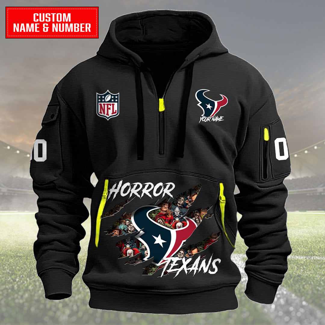 Houston Texans Halloween Horror Collection Personalize Quarter Zip Hoodie AZCAQZH000022