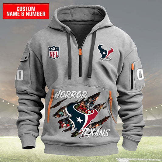 Houston Texans Halloween Horror Collection Personalize Quarter Zip Hoodie AZCAQZH000022